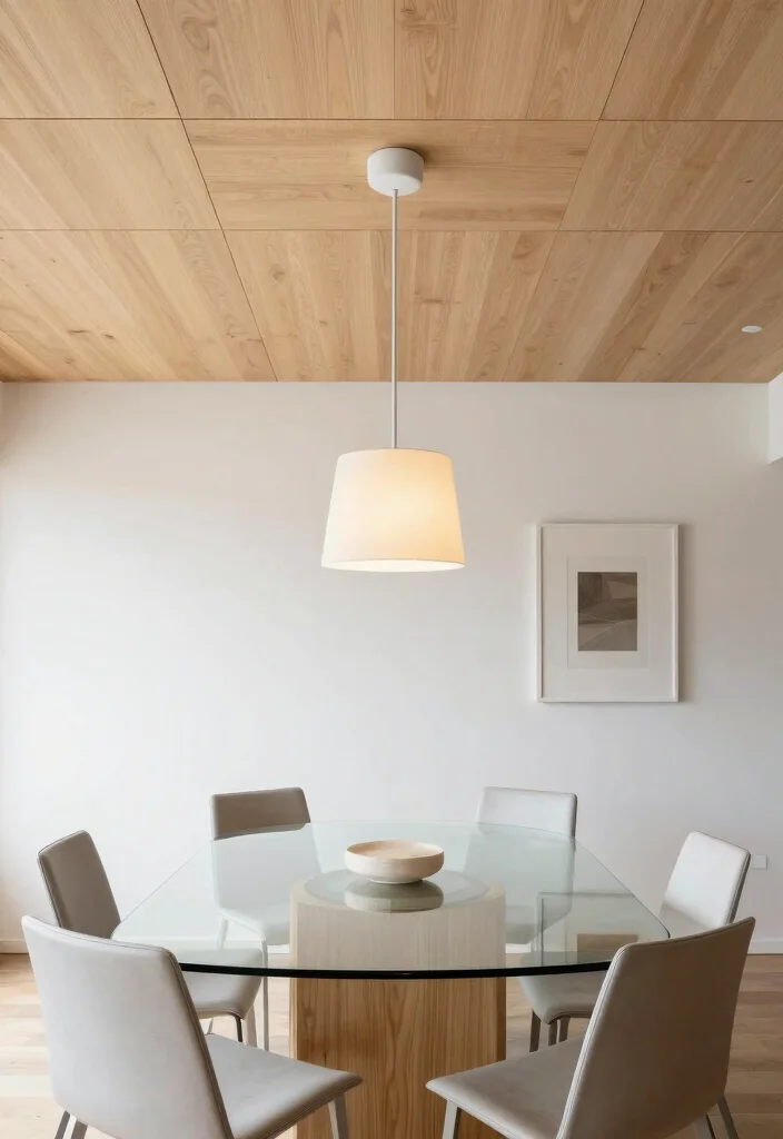14 Dining Room Ceiling Ideas for Statement Design 14. Minimalist Wood Paneling for Modern Elegance 0
