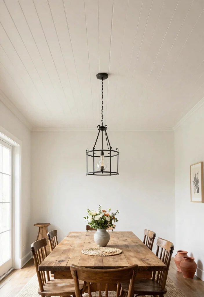 14 Dining Room Ceiling Ideas for Statement Design 3. Beadboard Ceilings for Texture 0