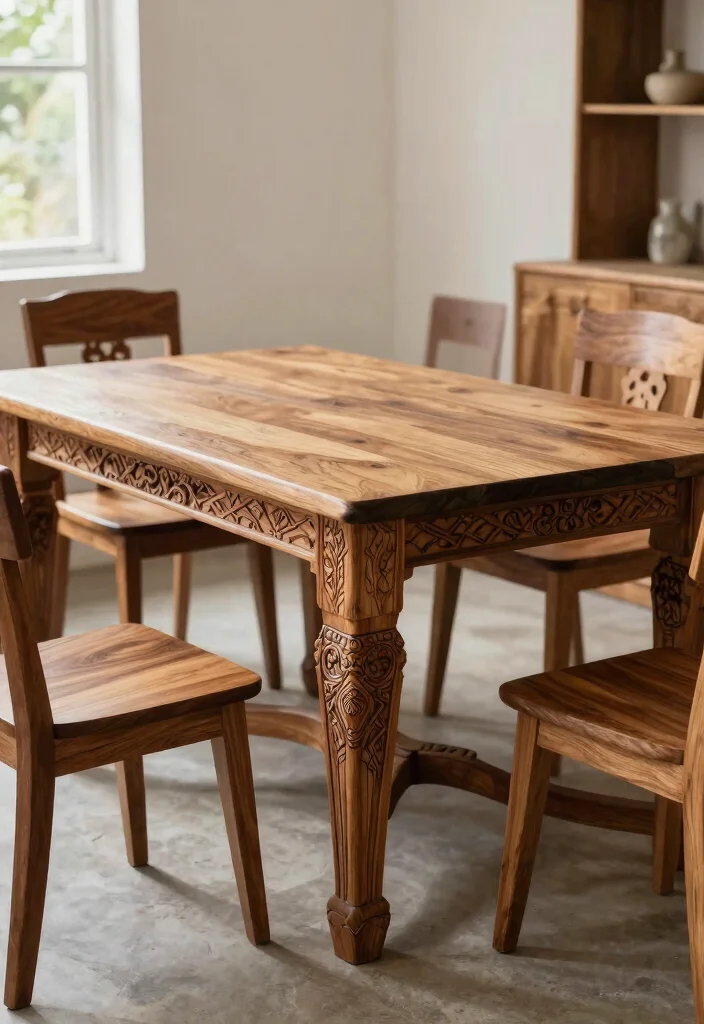 14 Dining Room Furniture Ideas for Comfortable Everyday Use 11. Handcrafted Details 0