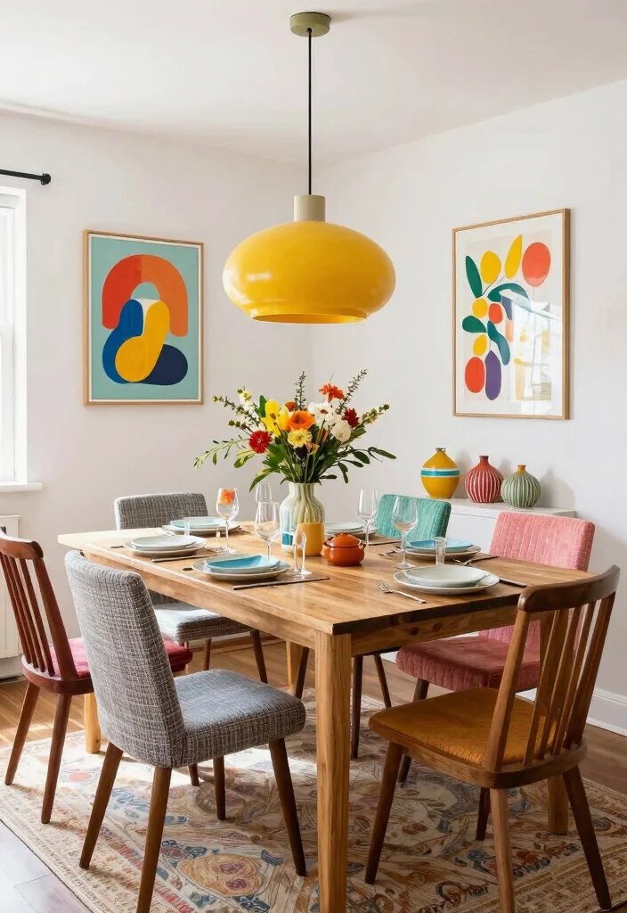 14 Dining Room Furniture Ideas for Comfortable Everyday Use 13. Colorful Accent Pieces 0