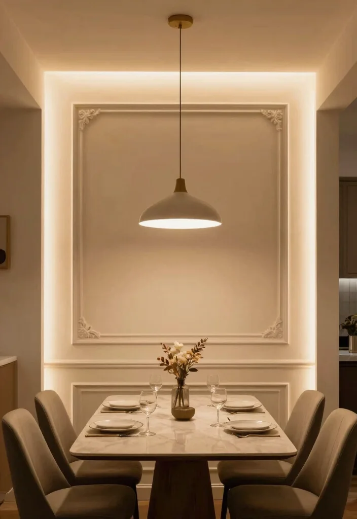 14 Dining Room Molding Ideas to Elevate the Space 53 14 Dining Room Molding Ideas to Elevate the Space 13. Layered Lighting with Molding 0
