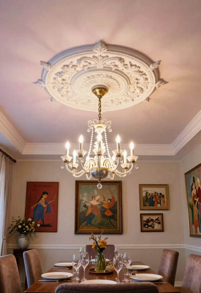 14 Dining Room Molding Ideas to Elevate the Space 38 14 Dining Room Molding Ideas to Elevate the Space 8. Intricate Ceiling Medallions 0