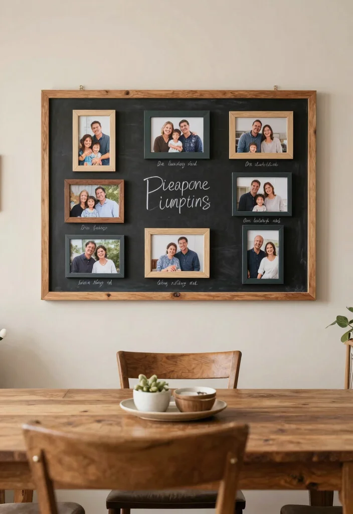 14 Dining Room Photo Wall Ideas to Display Memories Stylishly 42 14 Dining Room Photo Wall Ideas to Display Memories Stylishly 12. Chalkboard Frame Display 0