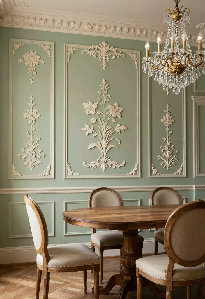 14 Dining Room Wainscoting Ideas for Classic Texture 15 14 Dining Room Wainscoting Ideas for Classic Texture 5. Intricate Molding Details 0