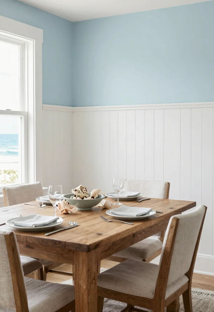 14 Dining Room Wainscoting Ideas for Classic Texture 26 14 Dining Room Wainscoting Ideas for Classic Texture 6. Beadboard for a Coastal Vibe 0