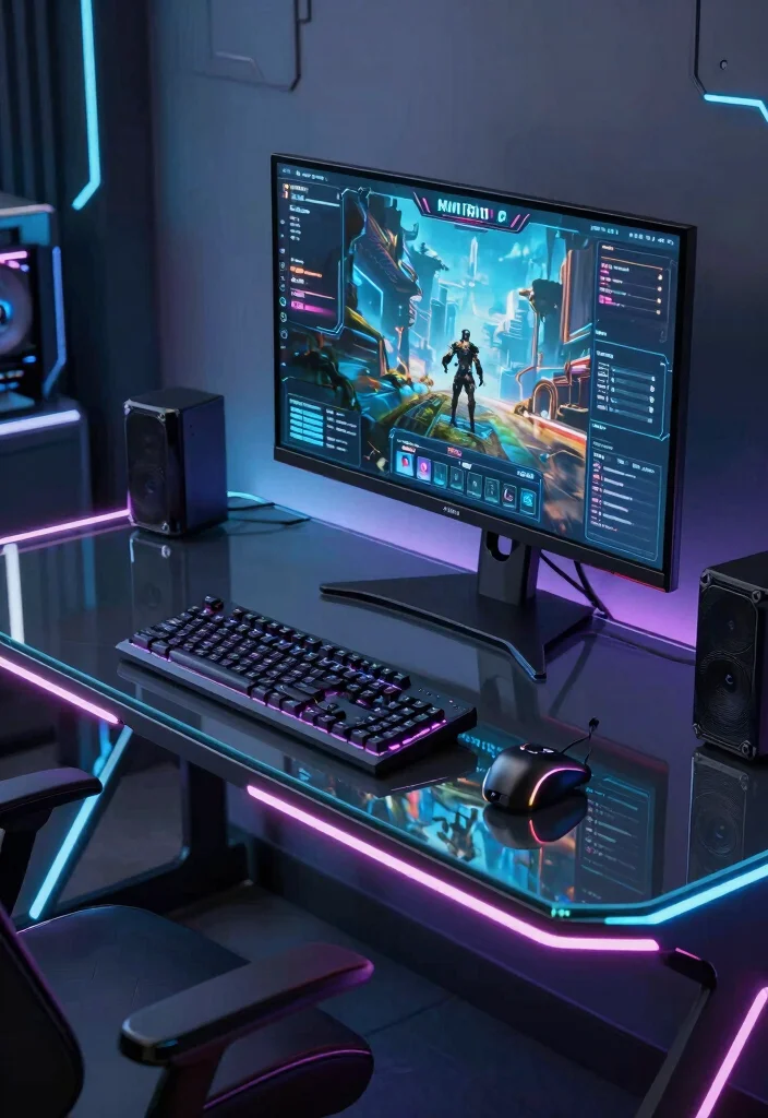 14 Gamer Desk Ideas for Immersive Setup Vibes 40 14 Gamer Desk Ideas for Immersive Setup Vibes 10. Futuristic Fantasy 0