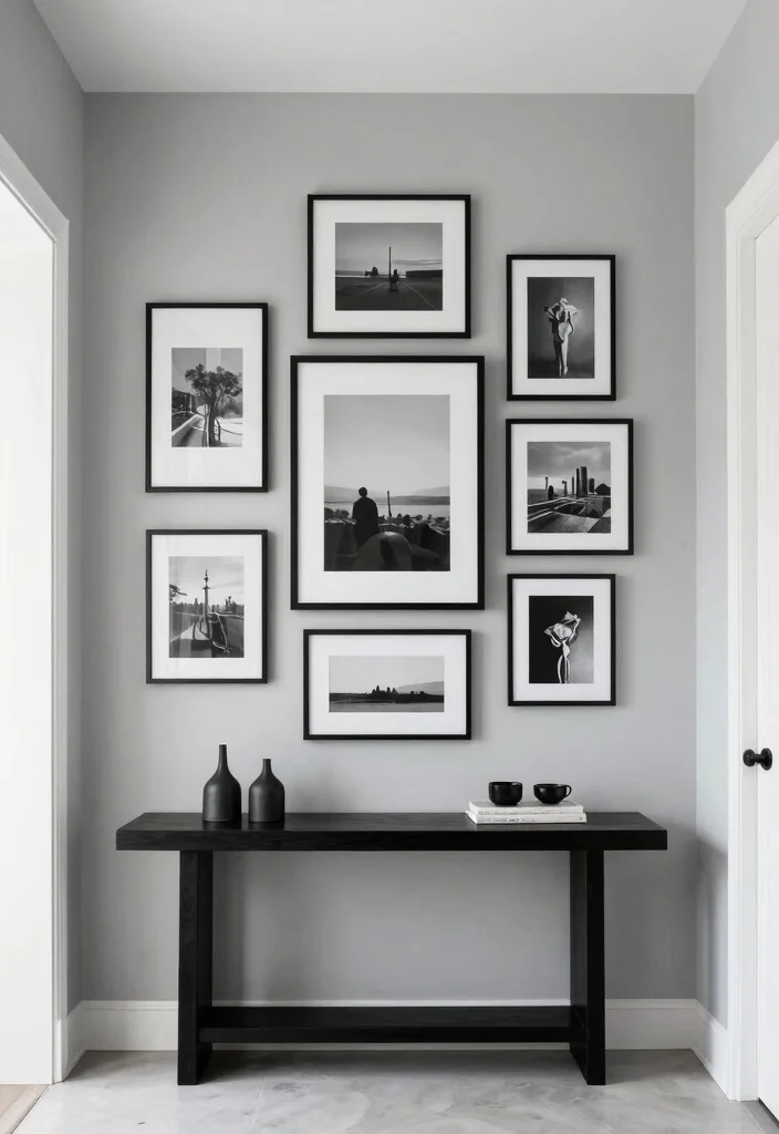 14 Hallway Gallery Wall Ideas to Display Art and Photos 1 14 Hallway Gallery Wall Ideas to Display Art and Photos 1. Monochrome Magic 0
