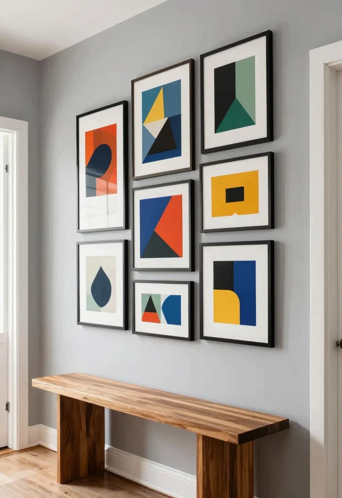 14 Hallway Gallery Wall Ideas to Display Art and Photos 25 14 Hallway Gallery Wall Ideas to Display Art and Photos 5. Geometric Arrangement 0
