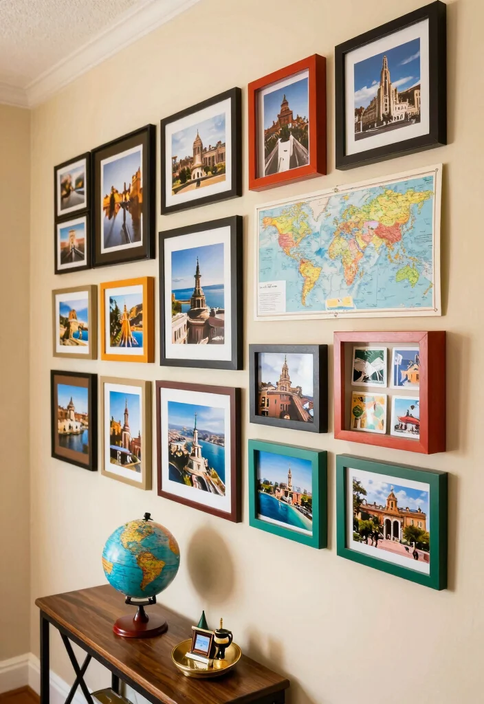 14 Hallway Gallery Wall Ideas to Display Art and Photos 36 14 Hallway Gallery Wall Ideas to Display Art and Photos 6. Travel Inspired Showcase 0