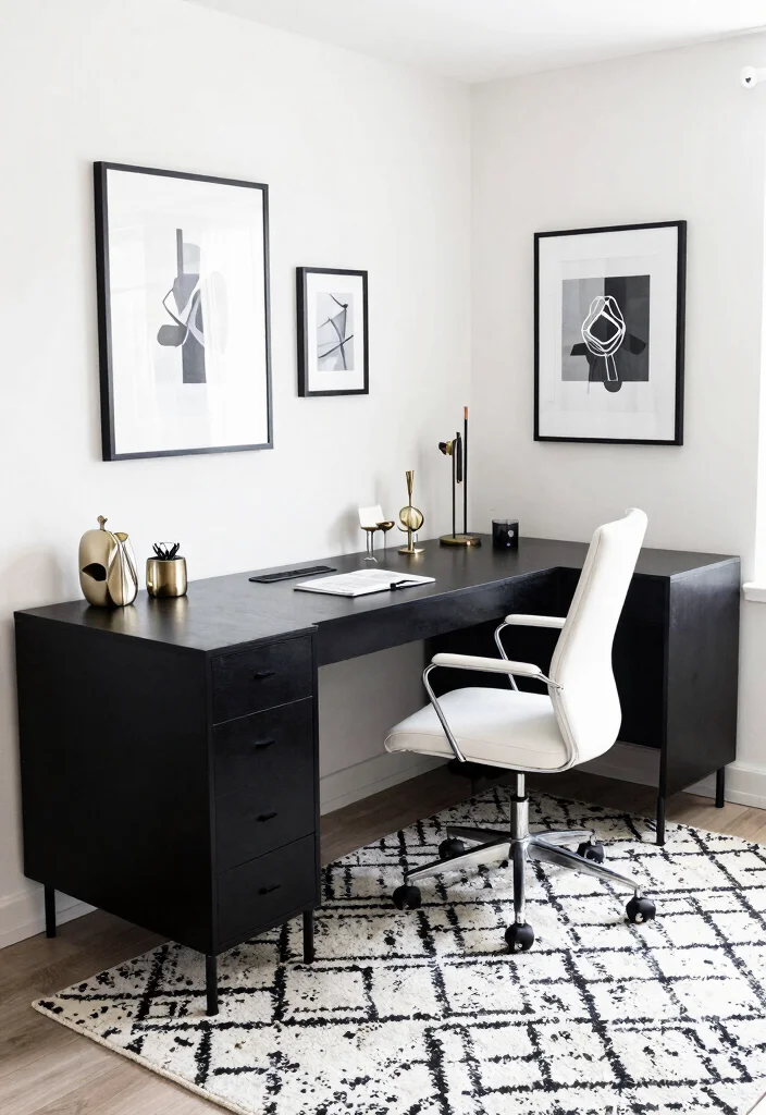 14 L Shaped Desk Ideas for Efficient Multi Tasking 48 14 L Shaped Desk Ideas for Efficient Multi Tasking 8. Bold Black White 0