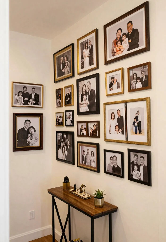 14 Long Entryway Hallway Ideas with Strong Flow 10. Personal Touches with Family Photos 0