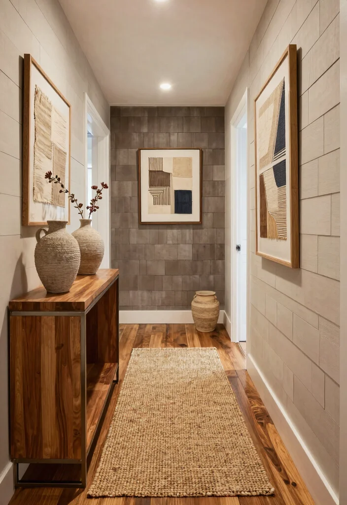 14 Long Entryway Hallway Ideas with Strong Flow 11. Play with Textures 0