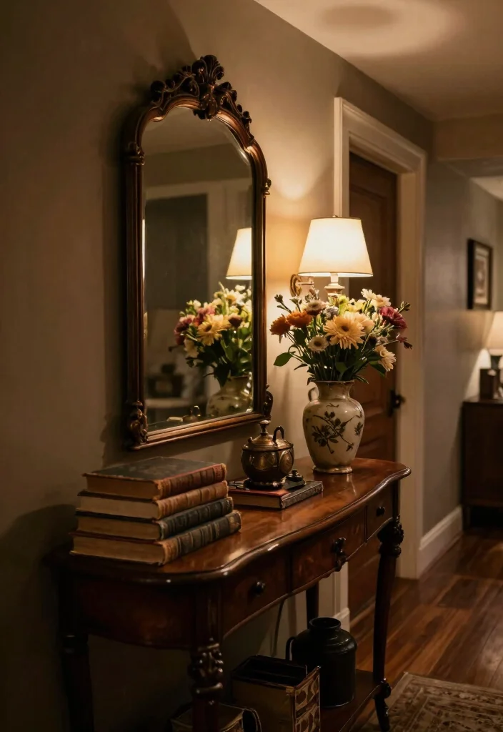 14 Moody Hallway Ideas with Dark Cozy Atmosphere 12. Vintage Accessories 0