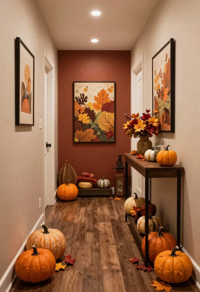 14 Moody Hallway Ideas with Dark Cozy Atmosphere 14. Seasonal Decor Changes 0