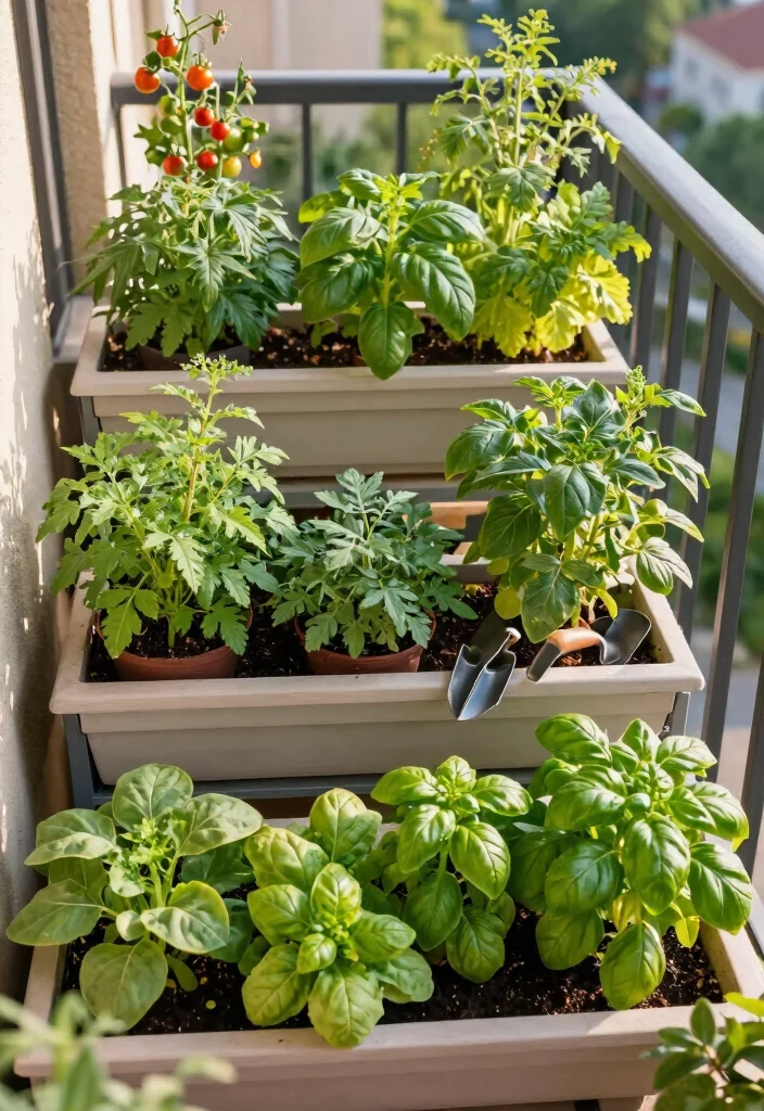 14 Narrow Apartment Balcony Ideas That Feel Cozy, Calm, and Private 42 14 Narrow Apartment Balcony Ideas That Feel Cozy Calm and Private 12. Herb and Vegetable Garden 0