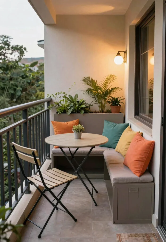 14 Narrow Apartment Balcony Ideas That Feel Cozy, Calm, and Private 18 14 Narrow Apartment Balcony Ideas That Feel Cozy Calm and Private 8. Functional Furniture 0