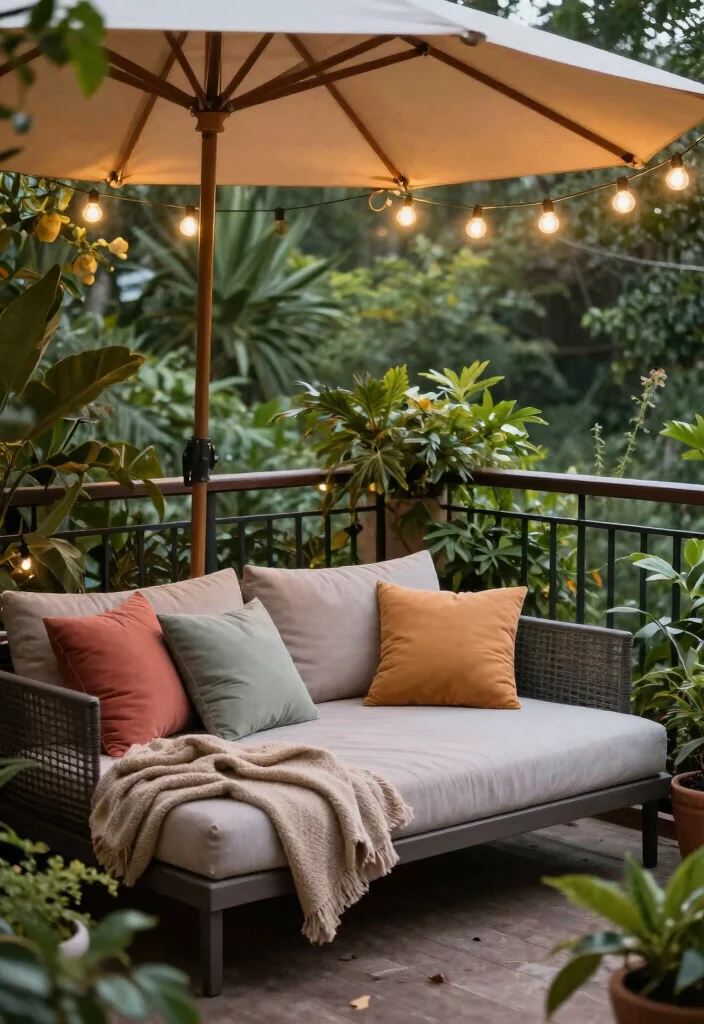 14 Private Balcony Ideas That Feel Peaceful and Secluded 13 14 Private Balcony Ideas That Feel Peaceful and Secluded 3. Outdoor Daybed Retreat 0