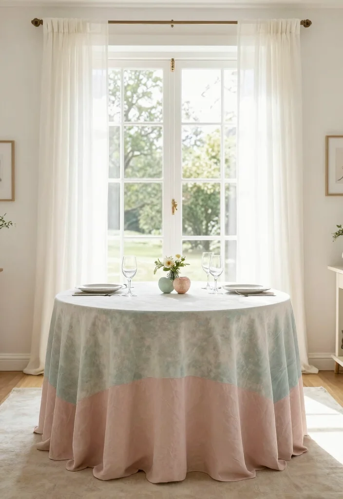 14 Round Table Dining Room Decor Ideas for Balanced Layouts 12. Opt for Light Fabrics for a Bright Look 0