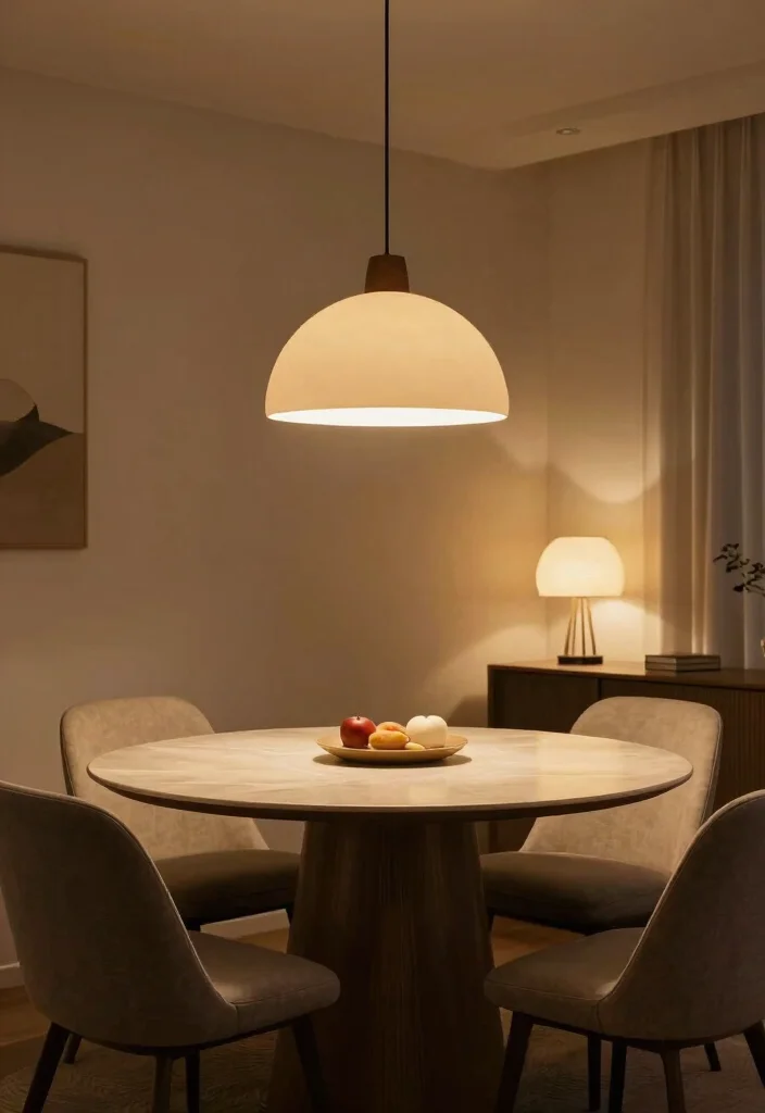 14 Round Table Dining Room Decor Ideas for Balanced Layouts 7. Choose Flexible Lighting Options 0