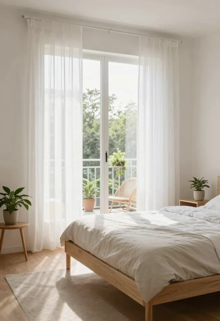 15 Bedroom Ideas with Balcony Views for Soft Morning Light 1 15 Bedroom Ideas with Balcony Views for Soft Morning Light 1. Bright and Airy with White Drapery 0