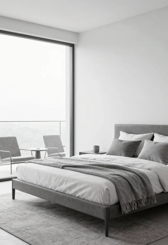 15 Bedroom Ideas with Balcony Views for Soft Morning Light 14 15 Bedroom Ideas with Balcony Views for Soft Morning Light 4. Modern Minimalism with Monochrome Palette 0