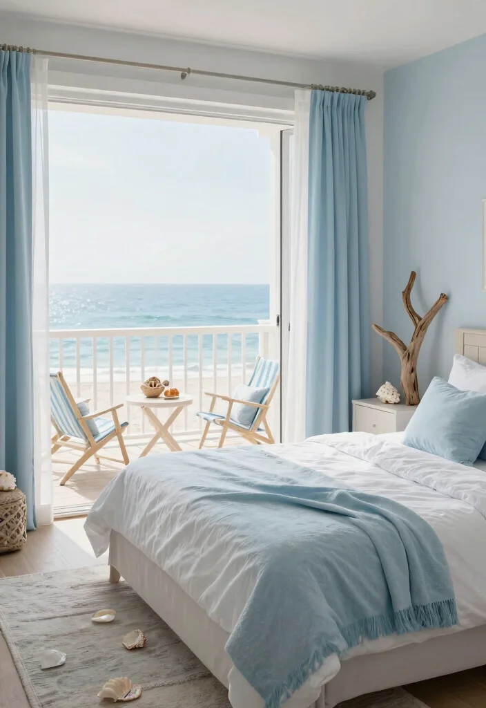 15 Bedroom Ideas with Balcony Views for Soft Morning Light 39 15 Bedroom Ideas with Balcony Views for Soft Morning Light 9. Coastal Retreat with Light Blues 0
